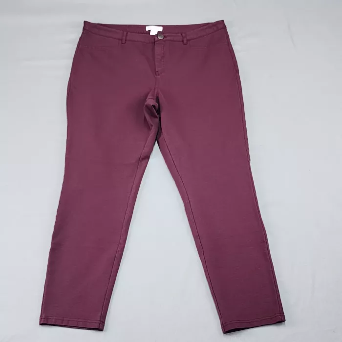 LC Lauren Conrad Womens Pants Size 16 Burgundy Ponte Skinny Stretch 27 Inseam - Front