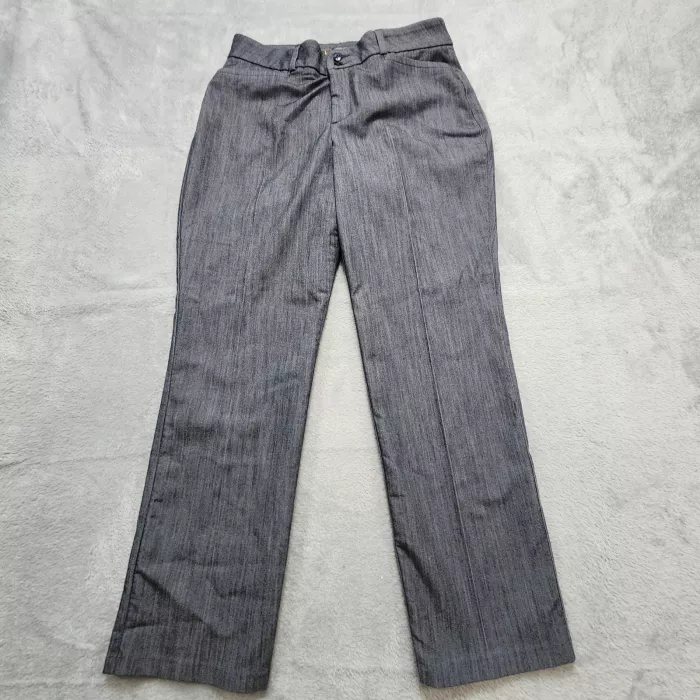 Lee Secretly Shapes Pants Women's 10S Petite Charcoal Gray Straight Leg Stretch - Front