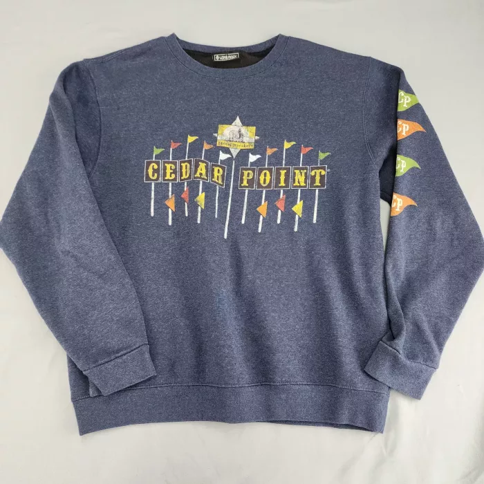 LIVING TREASURES Women's L Cedar Point Graphic Pullover Crewneck Sweatshirt Blue - Front