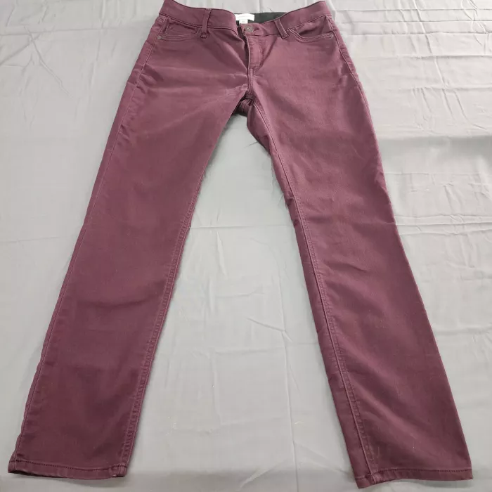 Liz Claiborne Women's Size 10 Pants Burgundy Stretch Straight 5-Pocket Mid Rise - Front