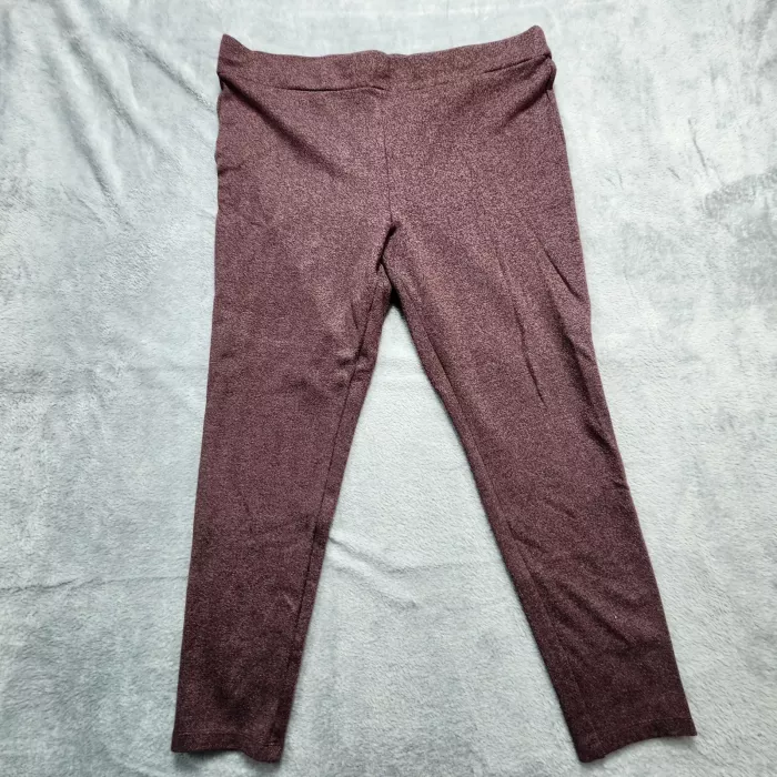 LOFT Ponte Leggings Women's XL Burgundy Marled High Rise Stretch Knit Pants - Front