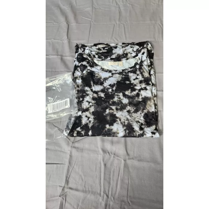 LOGO Lori Goldstein Tunic Top Womens 4X Black White Tie Dye Knit Long Sleeve - Main