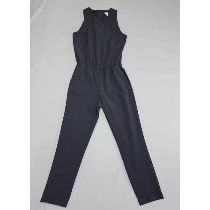 Lole Womens Size M Black Sleeveless Jumpsuit Elastic Waist Pockets Zip - Front