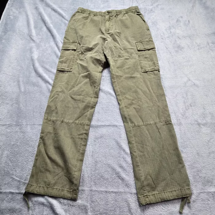 Lucky Brand Men's Cargo Pants 30x30 Olive Green Ripstop Elastic Waist Utility - Front
