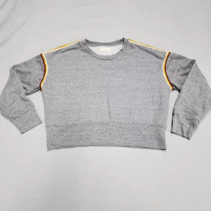 Madewell miles Womens XL Gray Cropped Sweatshirt Pullover Crewneck Trim - Front