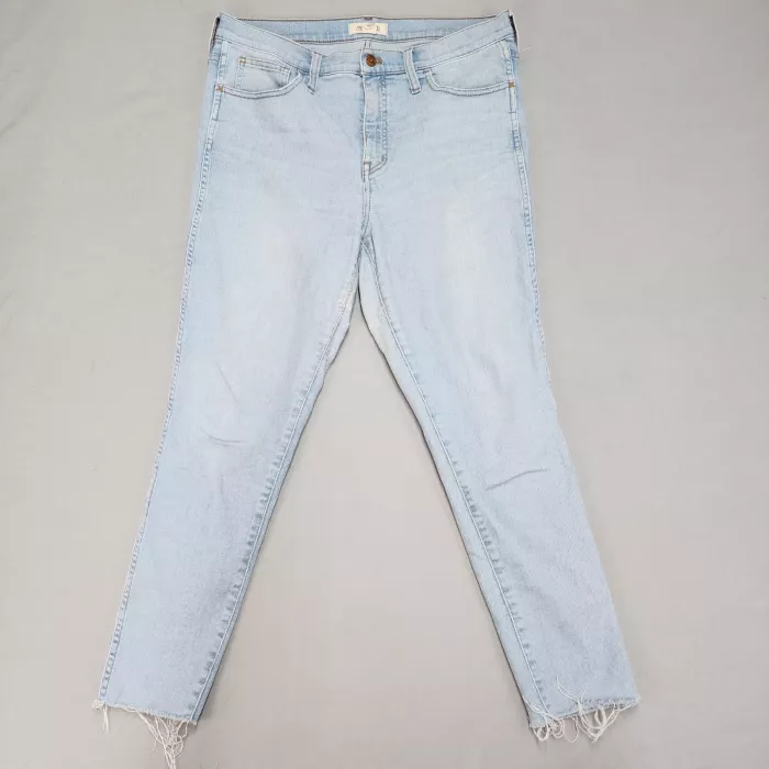 Madewell Roadtripper Skinny Jeans Women's 32 High Rise Light Wash Stretch Raw He - Front