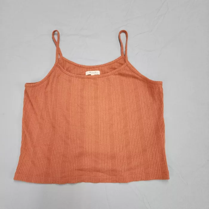 Madewell Womens M Orange Ribbed Knit Camisole Tank Top Scoop Neck Stretch - Front