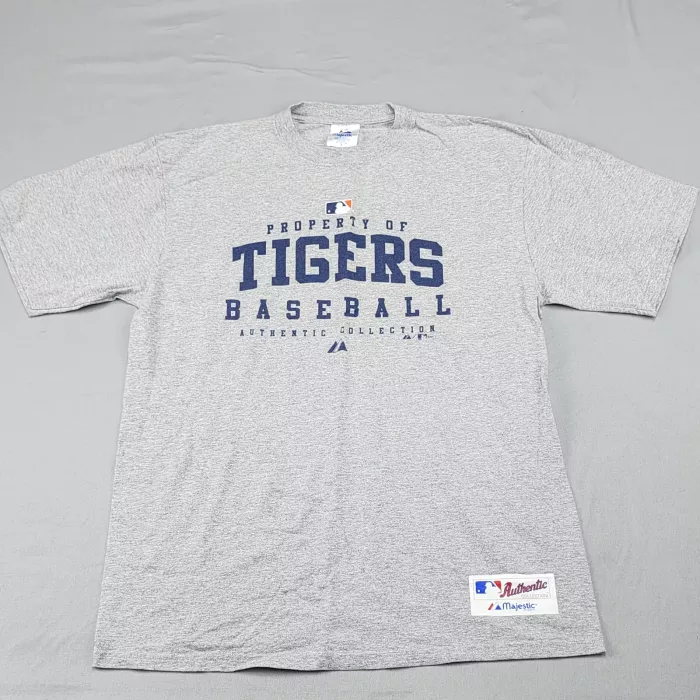 Majestic Detroit Tigers MLB Authentic Graphic T-Shirt Mens M Gray Heather - Front