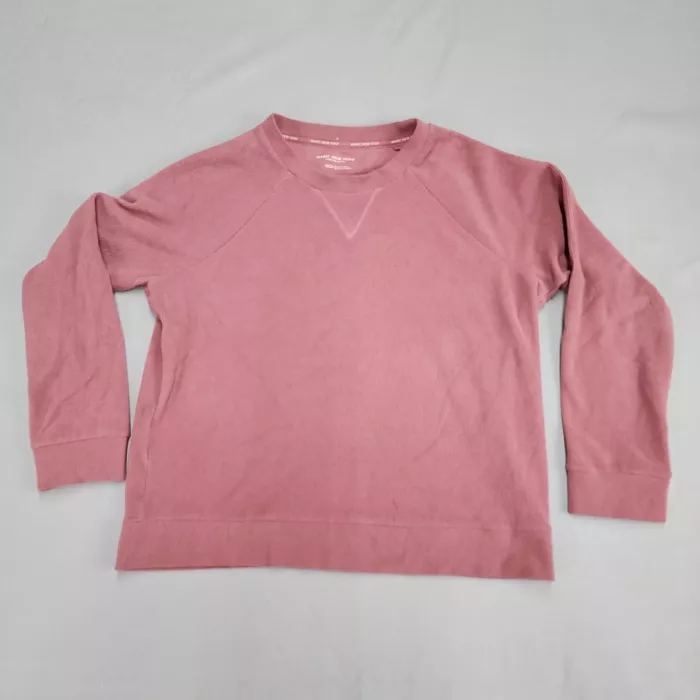 Marc New York Womens Pink Ribbed Pullover Sweatshirt Raglan Long Sleeve Size S - Front