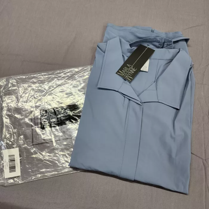 MarlaWynne Womens Plus 4X Light Blue Tunic Blouse Long Sleeve Button Shirt - Main