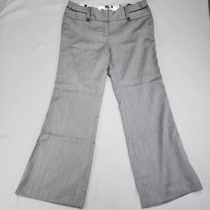 Maurices Womens Dress Pants 15/16 Gray Wide Leg Stretch Mid Rise 38x30.5 - Front