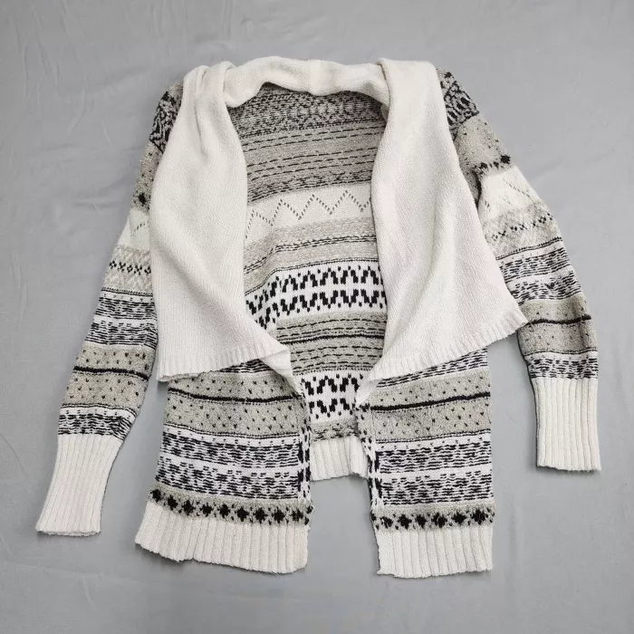 Maurices Womens S Fair Isle Open Front Cardigan Sweater Draped Metallic Knit - Front