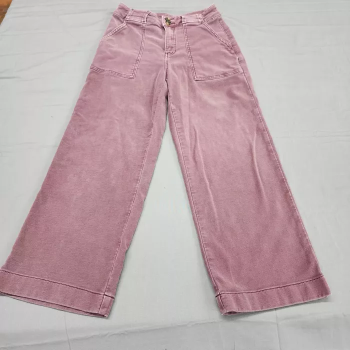 Maurices Womens Size 8 Mauve Pink Wide Leg Stretch Pants Mid Rise 25 Inseam - Front