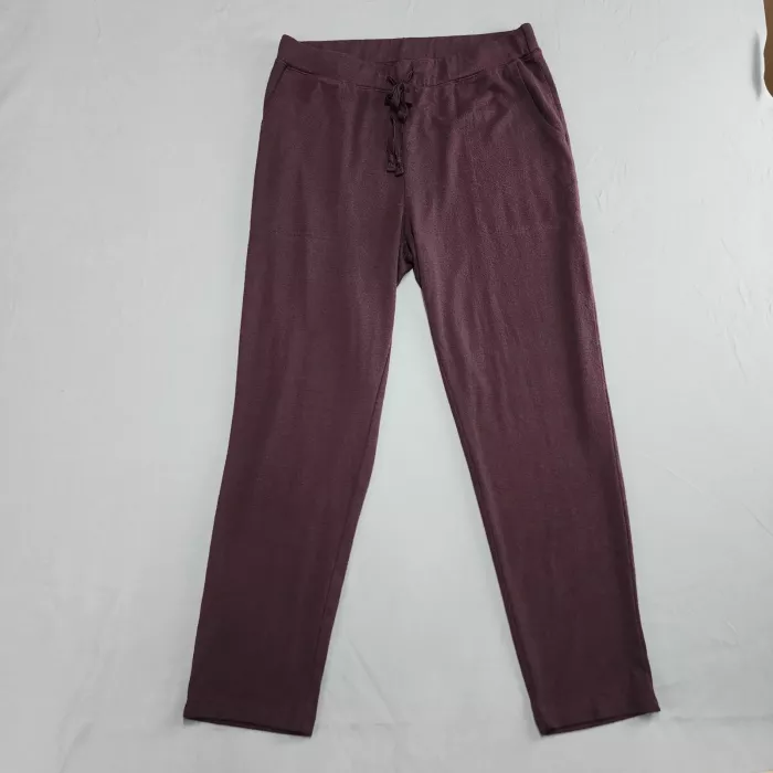 Max and Mia Womens Jogger Pants Size L Burgundy Knit Drawstring Pockets - Front