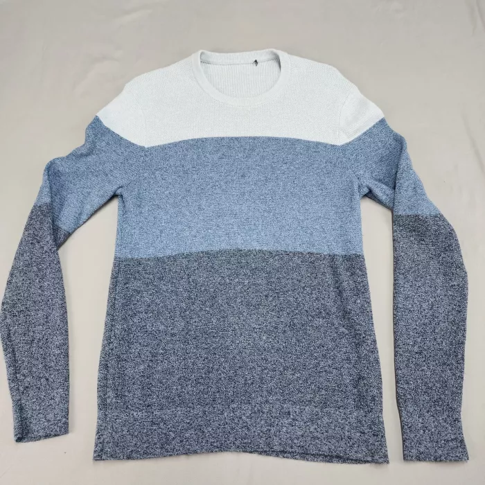 Michael Kors Men's M Sweater Crewneck Pullover Colorblock Blue White Cotton - Front