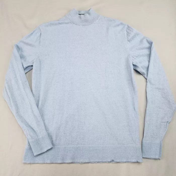Murano Womens XL Light Blue Merino Wool Mock Neck Pullover Sweater Long Sleeve - Front