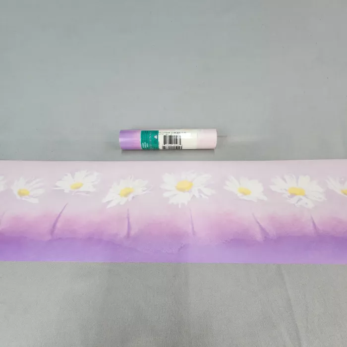 National Daisy Floral Purple Wallpaper Border Prepasted Vinyl New Sealed - Main