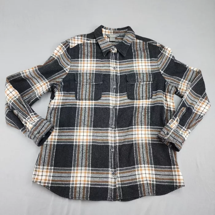 Natural Reflections Men's L Multicolor Plaid Flannel Button Up Shirt Cotton - Front