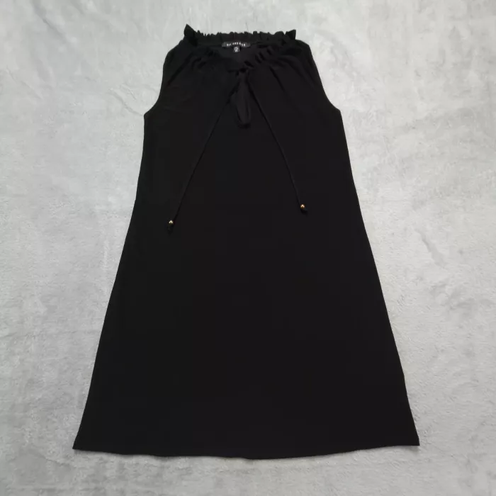 Nik and Nash Dress Size XS Black Shift Ruffle High Neck Keyhole Tie Sleeveless - Front