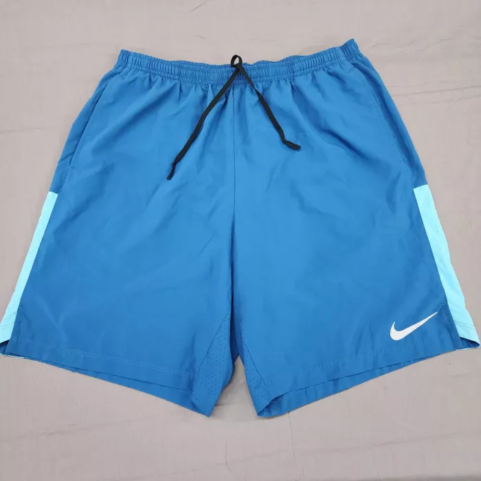 Nike Dri-Fit Athletic Shorts Men's XL Blue Mesh Pockets 9 Inseam Drawstring - Front