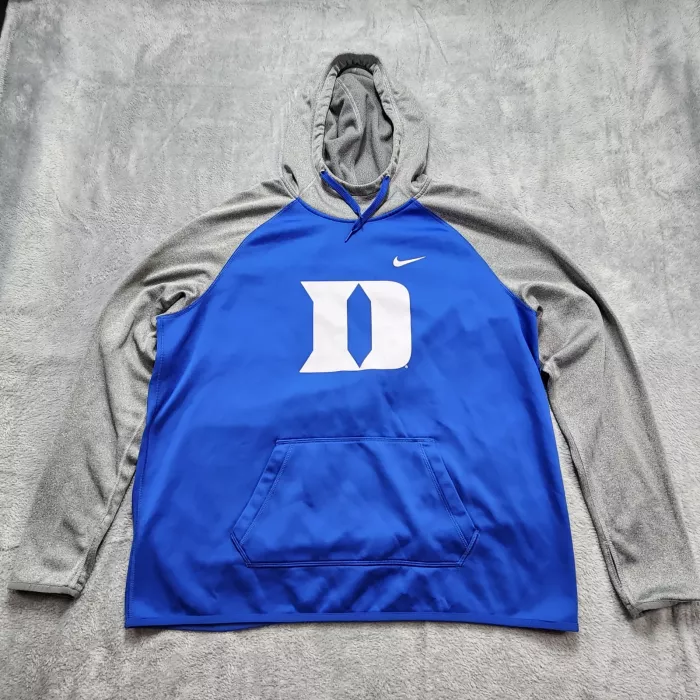 Nike Duke Blue Devils Therma-FIT Hoodie Men's XL Pullover Sweatshirt Blue Grey - Front