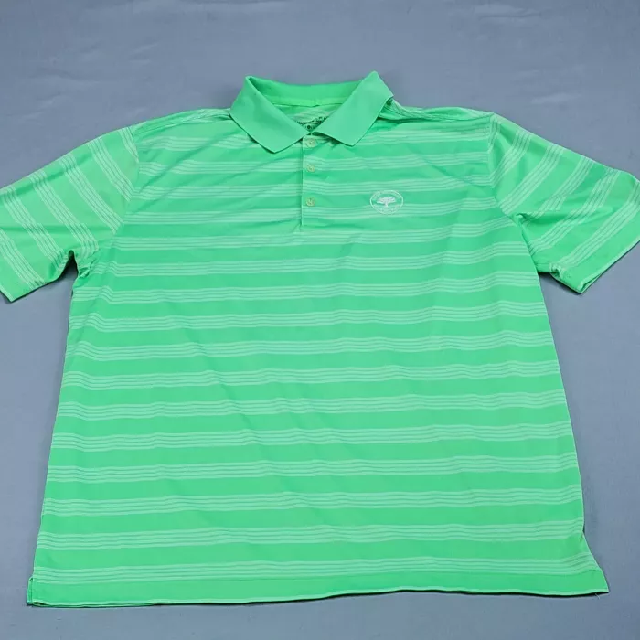 Nike Golf Tour Performance Polo Shirt Men's XL Lime Green Striped Dri-FIT - Front