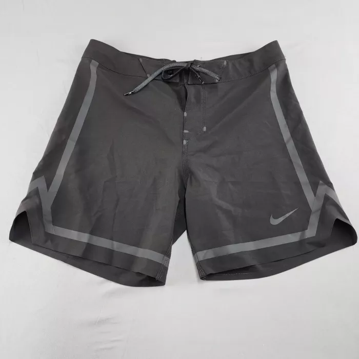 Nike Men's Board Shorts Size 32 34W Gray Athletic Swim Drawstring Swoosh - Front
