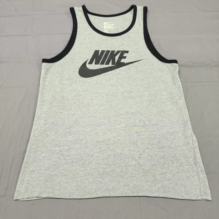 Nike Men's Large Gray Tri-Blend Ringer Tank Top Athletic Graphic Sleeveless - Front