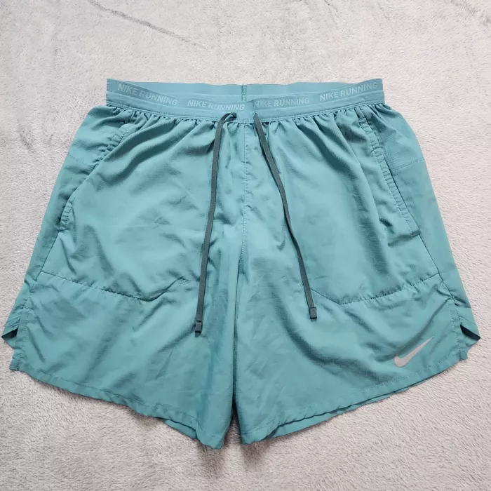 Nike Womens Teal Running Shorts Athletic Built In Brief Mid Rise Zip Pocket - Front