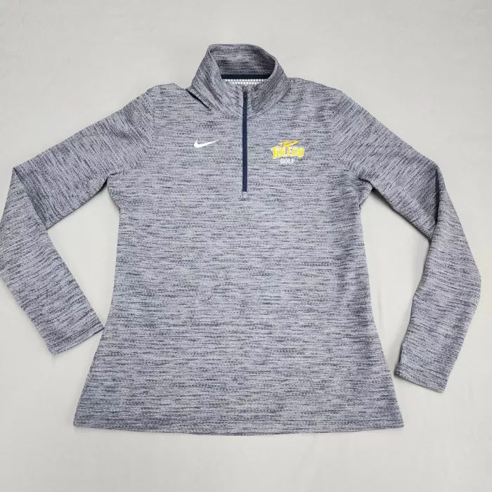 Nike Womens XL Gray Heathered 1/4 Zip Pullover Dri-Fit Toledo Golf Long Sleeve - Front