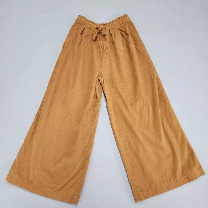 Nordstrom Womens XL Brown Corduroy Wide Leg Pants Paperbag High Rise Drawstring - Front