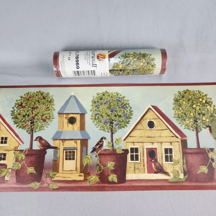 Norwall Country Botanical Kitchen Wallpaper Border Prepasted Vinyl New Sealed - Main