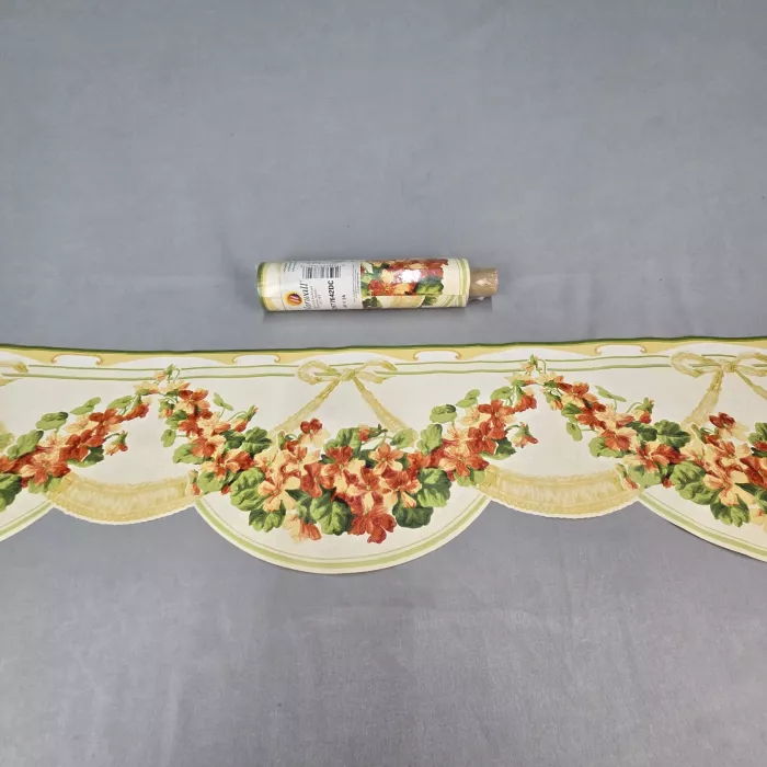 Norwall Country Floral Cream Wallpaper Border Prepasted Vinyl Scalloped New - Main