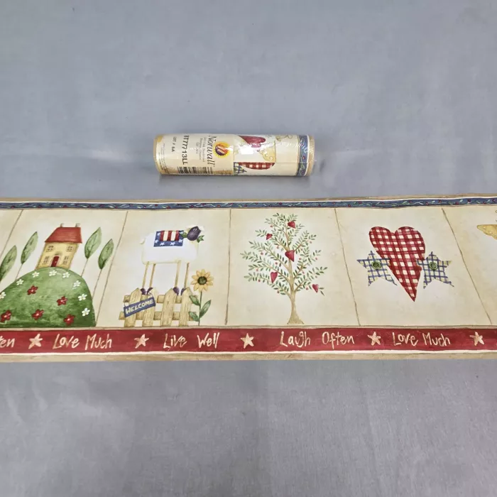 Norwall Country Folk Art Sheep Wallpaper Border Prepasted Vinyl Multicolor New - Main