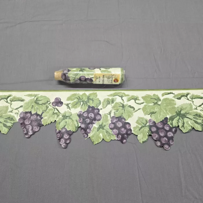 Norwall Grape Vine Wallpaper Border Purple Green Cream New Sealed Prepasted - Main