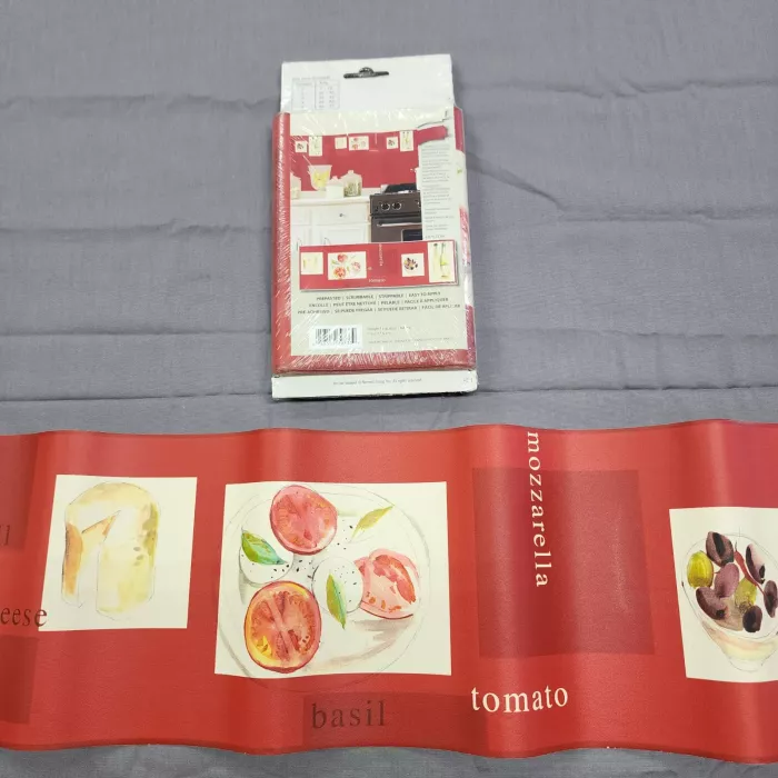 Norwall Italian Kitchen Red Wallpaper Border New Prepasted Vinyl Scrubbable - Main
