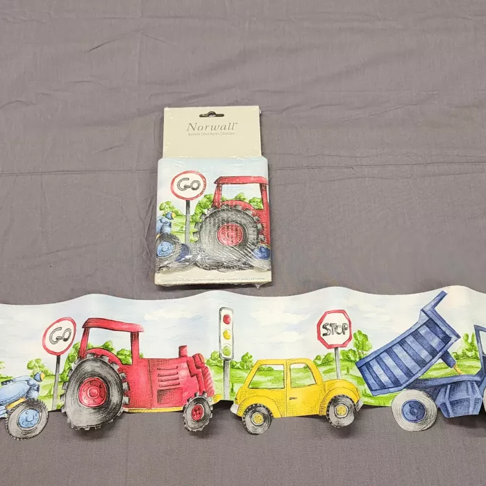 Norwall Kids Transportation Trucks Wallpaper Border New Prepasted Vinyl - Main