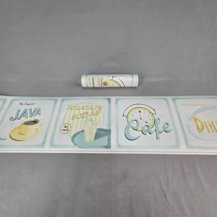 Norwall Retro Diner Cafe Mint Green Wallpaper Border Prepasted Vinyl New - Main