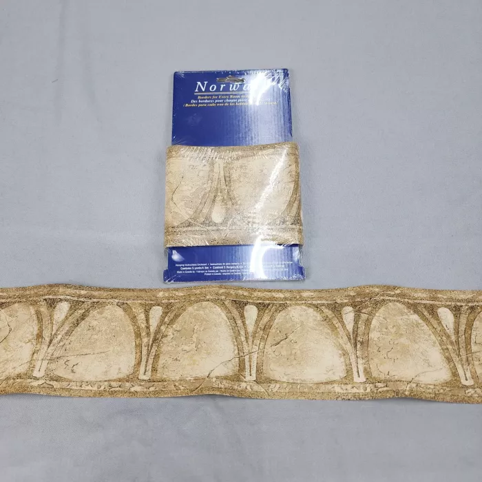 Norwall Stone Arch Beige Wallpaper Border Prepasted Vinyl New Sealed NB76939A - Main