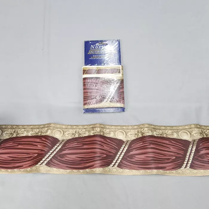 Norwall Traditional Swag Burgundy Gold Wallpaper Border New Sealed Prepasted - Main