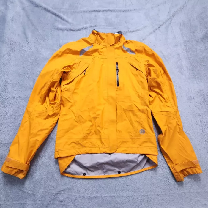 Novara Cycling Jacket Men's Small Yellow Windbreaker Reflective Vented Full Zip - Front