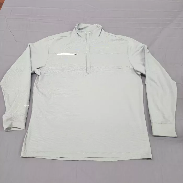 OGIO Mens XL Gray Striped 1/4 Zip Pullover Mock Neck Performance Stretch Shirt - Front