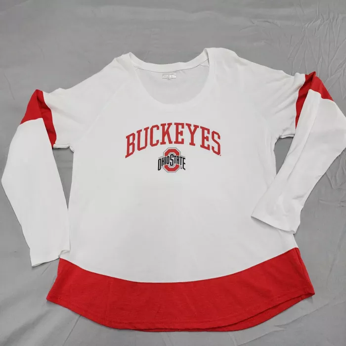 Ohio State Buckeyes Womens 3XL Long Sleeve Graphic T-Shirt Color Block - Front
