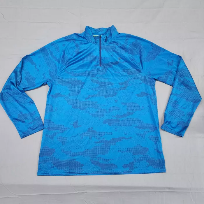 Old Navy Active Mens XL Blue Camo 1/4 Zip Pullover Mock Neck Lightweight Shirt - Front