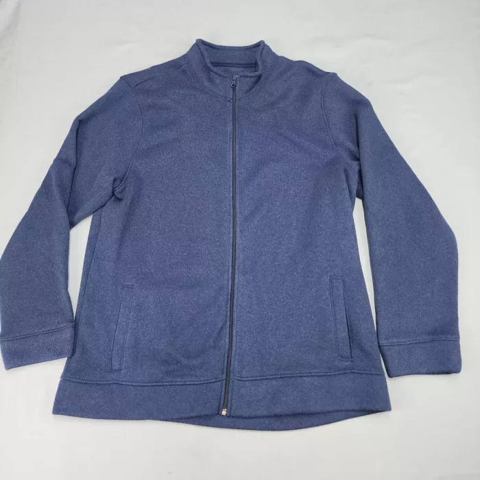 Old Navy Mens 2XL Navy Blue Sweater Fleece Jacket Full Zip Mock Neck Pockets - Front