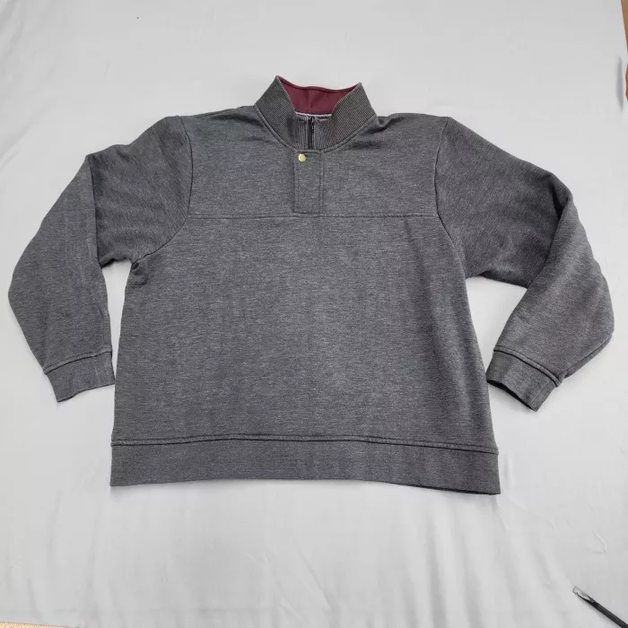 Orvis Mens XXL Gray Quarter Snap Pullover Sweatshirt Mock Neck Cotton Blend - Front