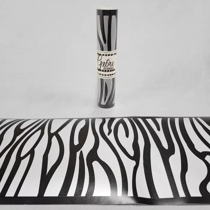 PaperIt Zebra Animal Print Black Silver Wallpaper Border New Prepasted - Main