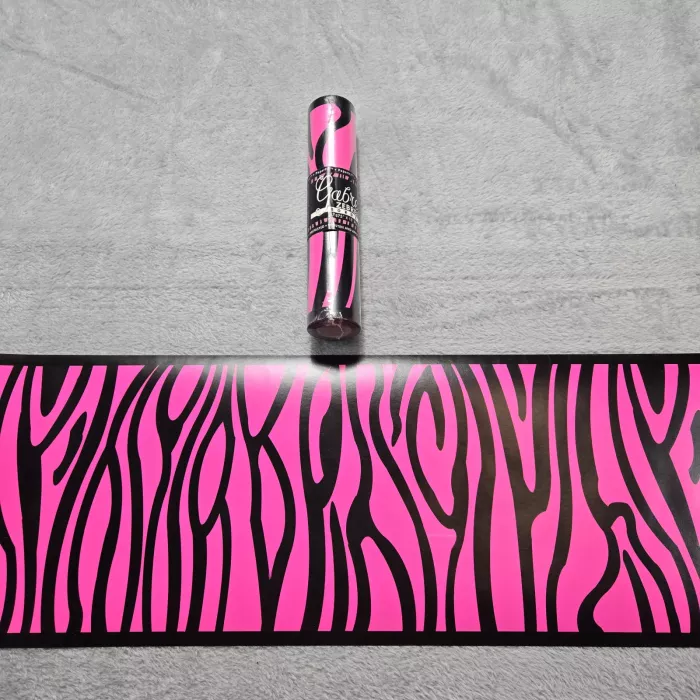 PaperIt Zebra Animal Print Pink Black Wallpaper Border Prepasted New Sealed - Main