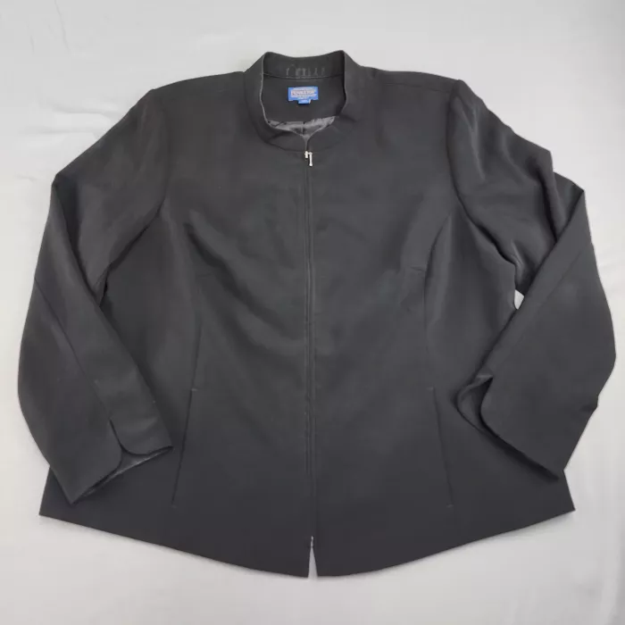 PENDLETON Black Collarless Full Zip Jacket Women's Plus Size 20W Blazer - Front