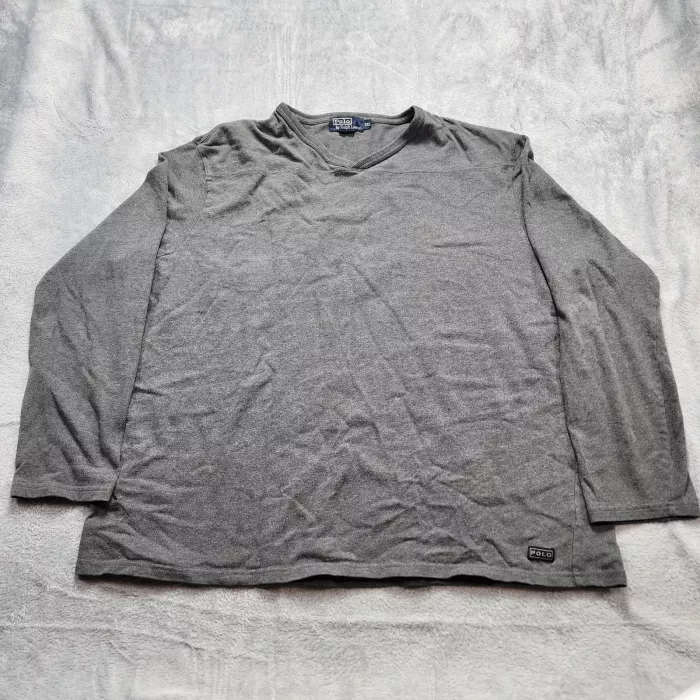 Polo Ralph Lauren Long Sleeve T-Shirt Mens XXL Heather Gray V-Neck Cotton Tee - Front